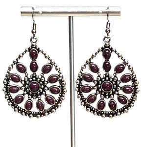 Silver and purple enamel earrings